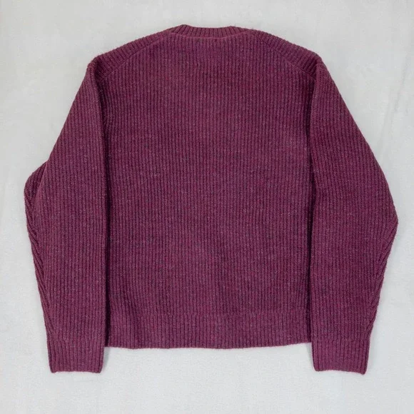 Abercrombie Fitch Oversized Crewneck Sweater Womens Medium Berry Burgundy Ribbed - Picture 3 of 10